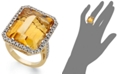 Macy's 14k Gold Ring, Citrine (22 ct. t.w.) and Diamond (1/2 ct. t.w.) Rectangle Ring